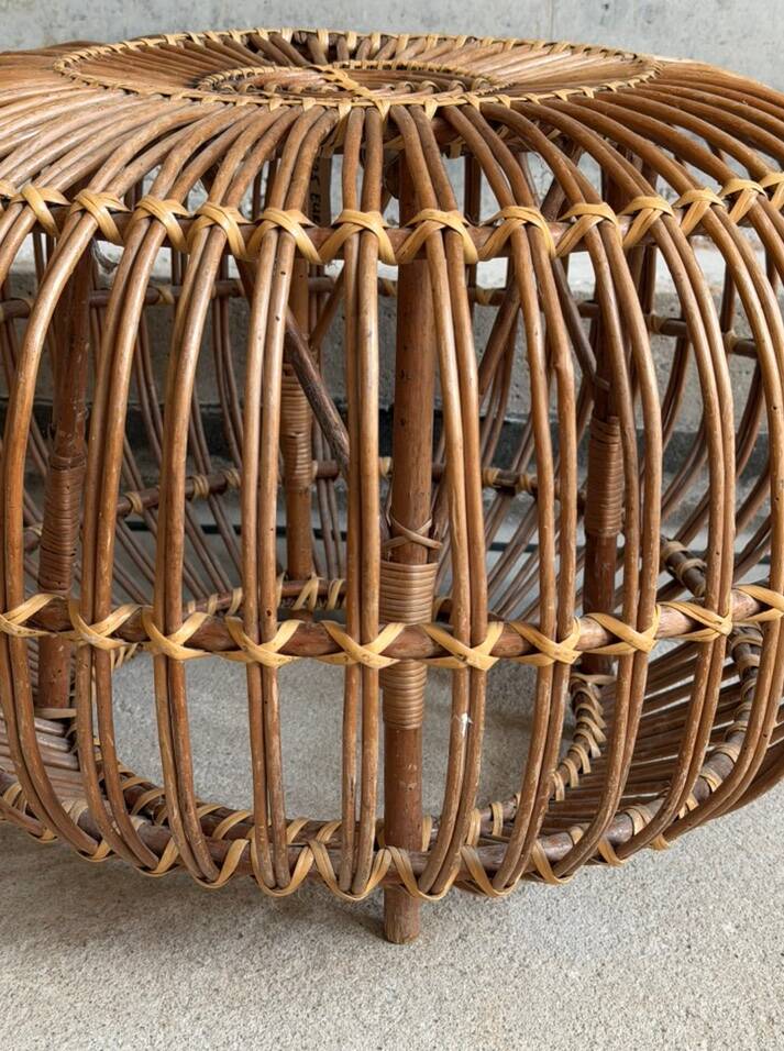 Wicker ottoman/pouf  Lobster Pot by Franc Albini