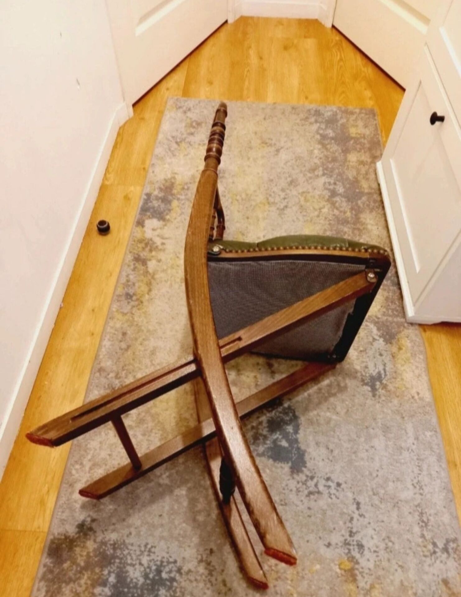 English folding chair - Vintage in wood and leather