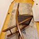 English folding chair - Vintage in wood and leather