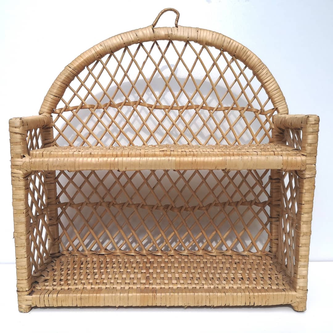 Vintage rattan shelf