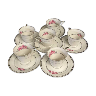 6 tasses et 6 soucoupes en porcelaine de Limoges