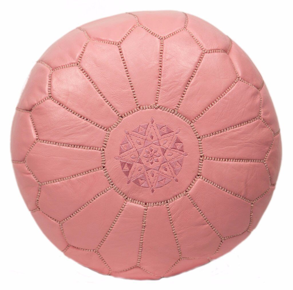 Pink leather pouf