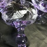 8 colorful crystal champagne cups engraved mid 20th