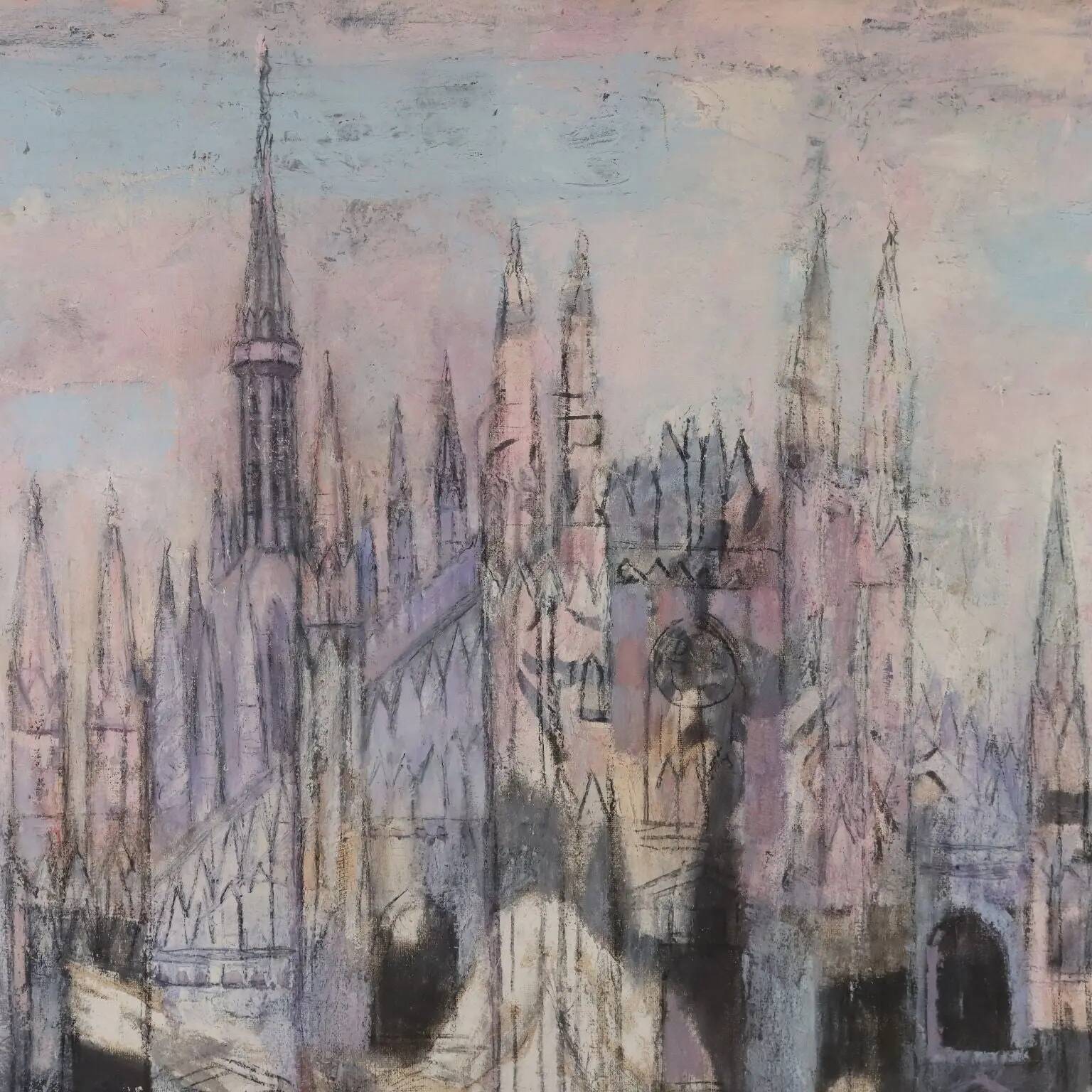 Contemporary painting signed Attilio Rossi, oil on canvas, 1980s.