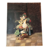 Oil painting on canvas still life signed