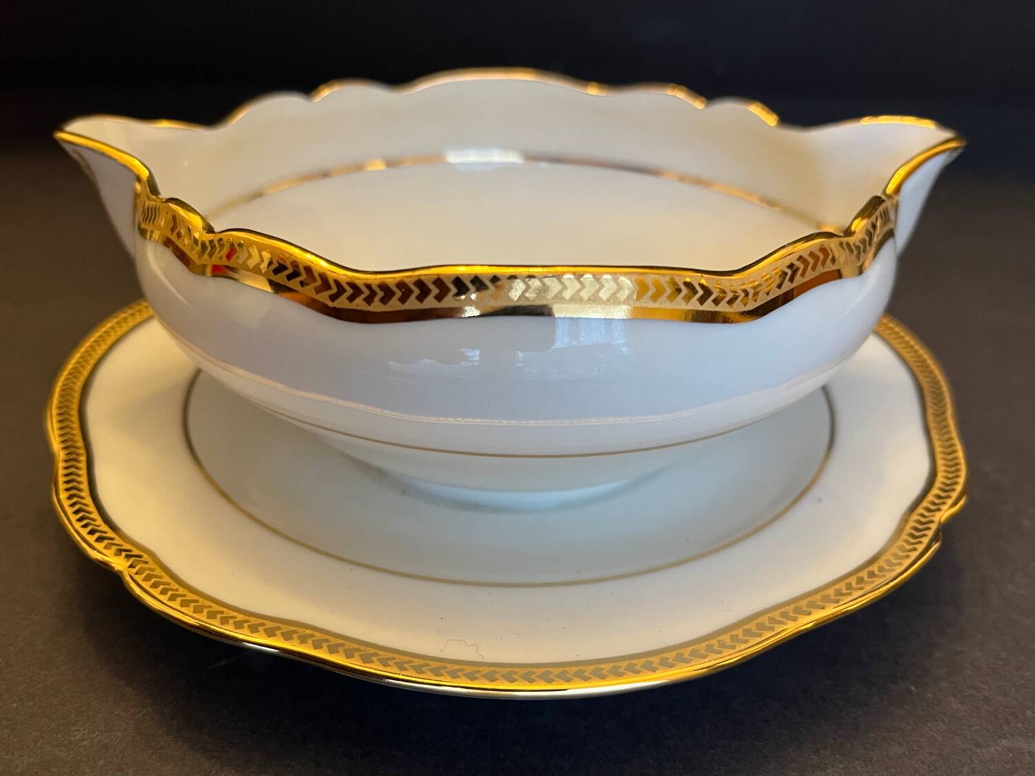 Chapus Limoges porcelain gravy boat