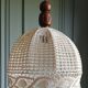 Suspension lampshade with hook and solid wood, Germany circa 1970.