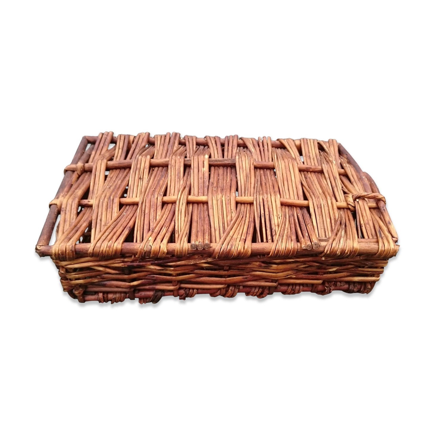 70s woven wicker box