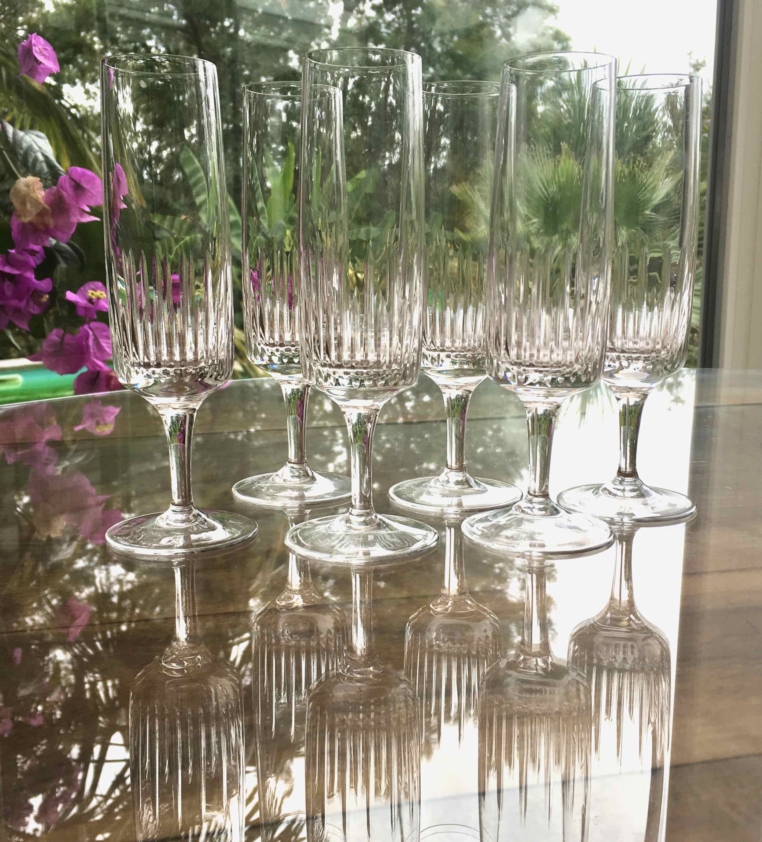 Set de 6 flûtes à champagne cristal taillé