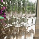 Set of 6 crystal cut champagne flutes