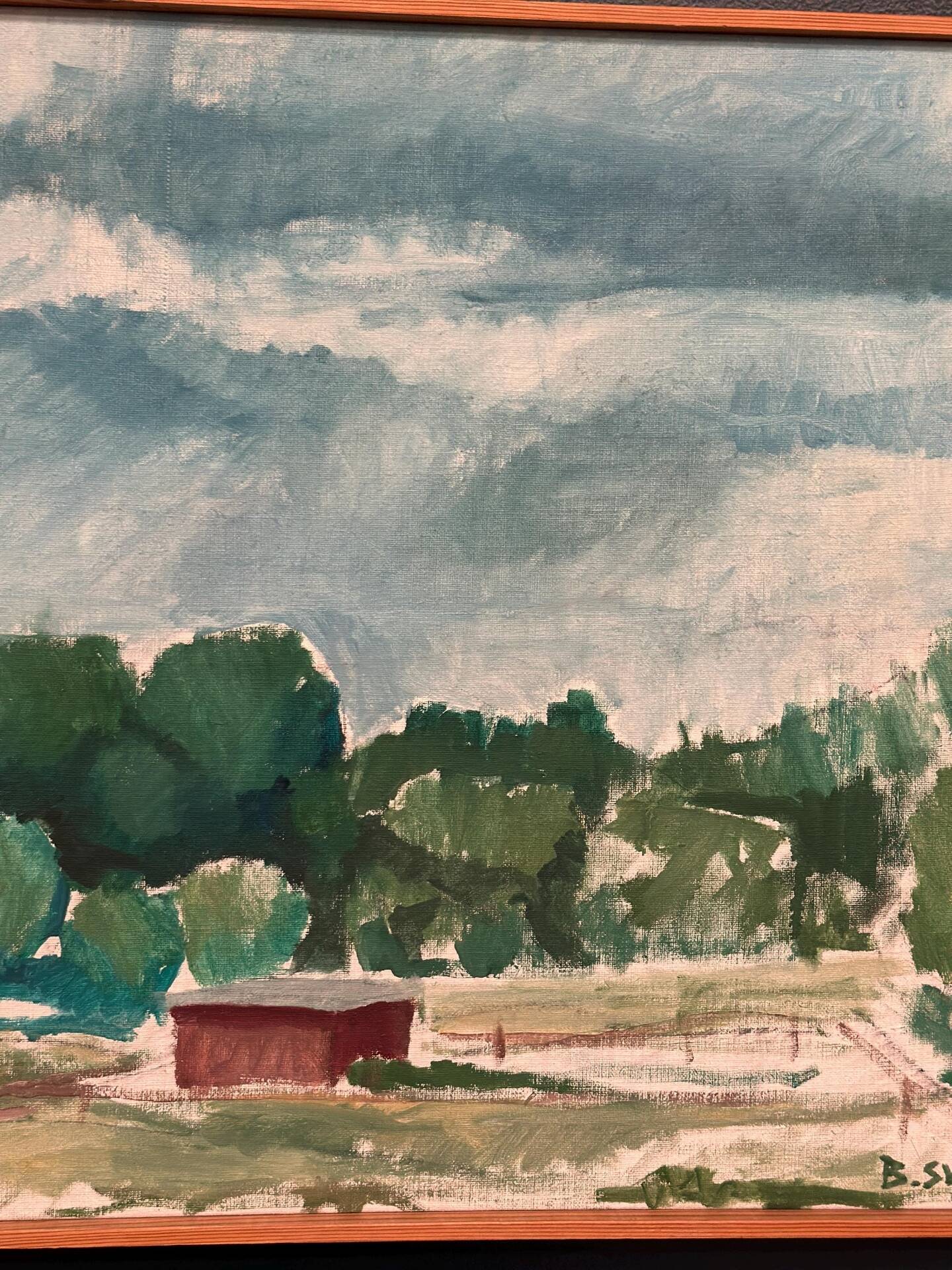 Original Swedish Oil on Canvas – “Milk Shed at Kaga” by Björn Svensk – Signed – Dated 1980 – Vintage & Framed