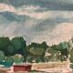 Original Swedish Oil on Canvas – “Milk Shed at Kaga” by Björn Svensk – Signed – Dated 1980 – Vintage & Framed