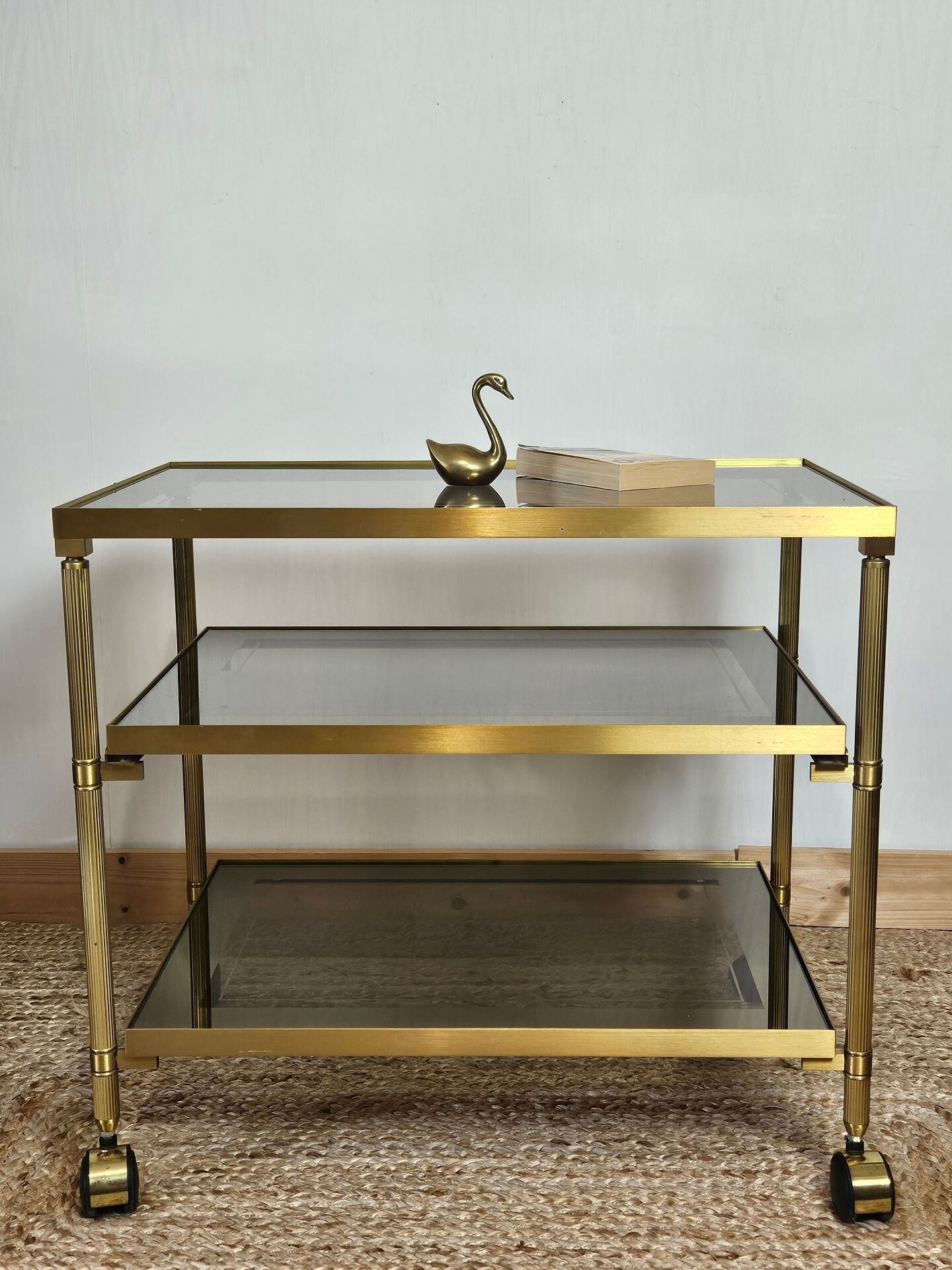 Table d' appoint en verre &laiton vintage