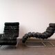 Metal and leather long chair 1970