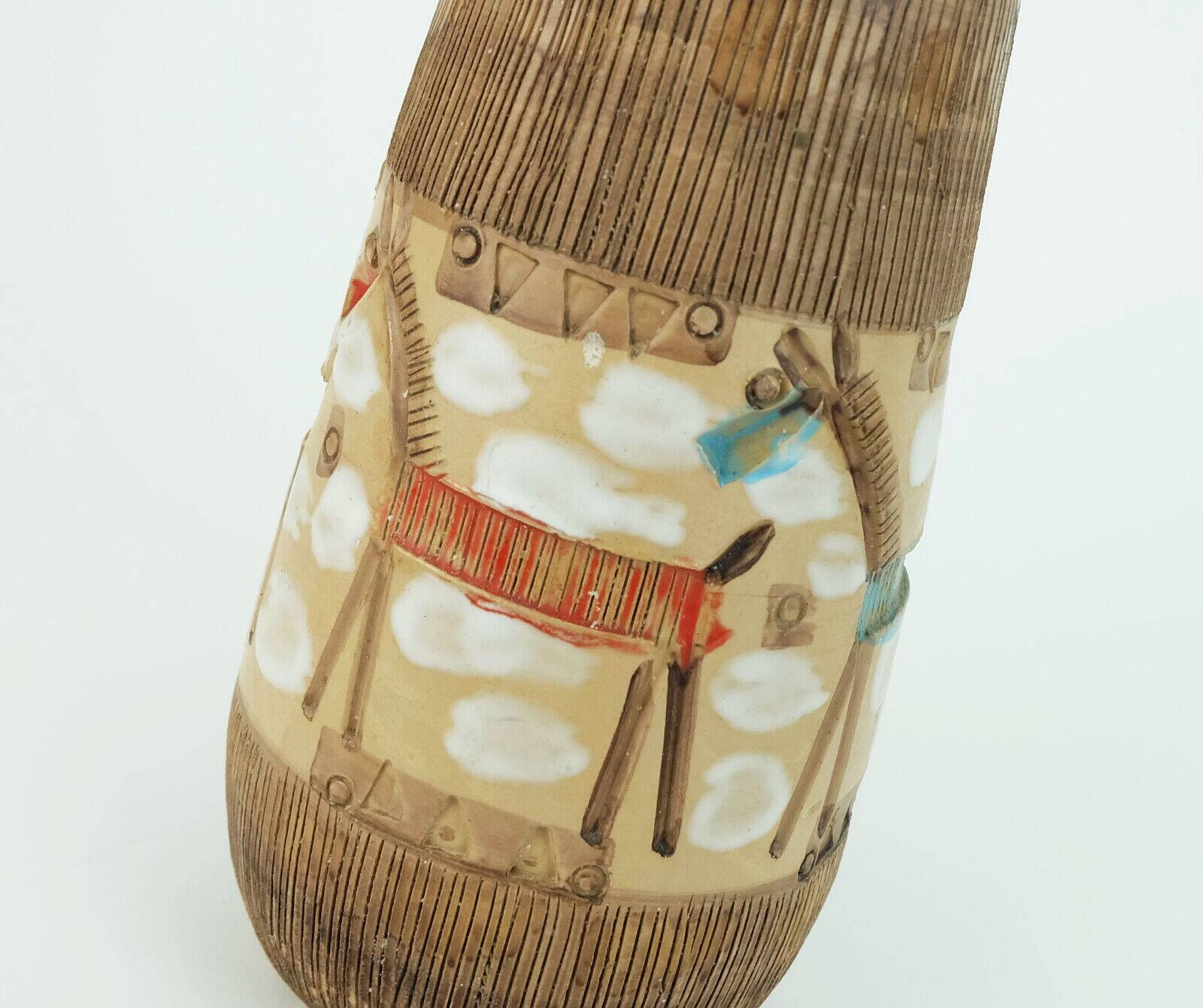 Italian mid century vase fratelli fanciullacci horse sgraffito decor rare glaze variation