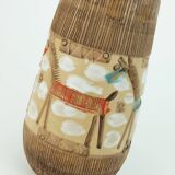 Italian mid century vase fratelli fanciullacci horse sgraffito decor rare glaze variation