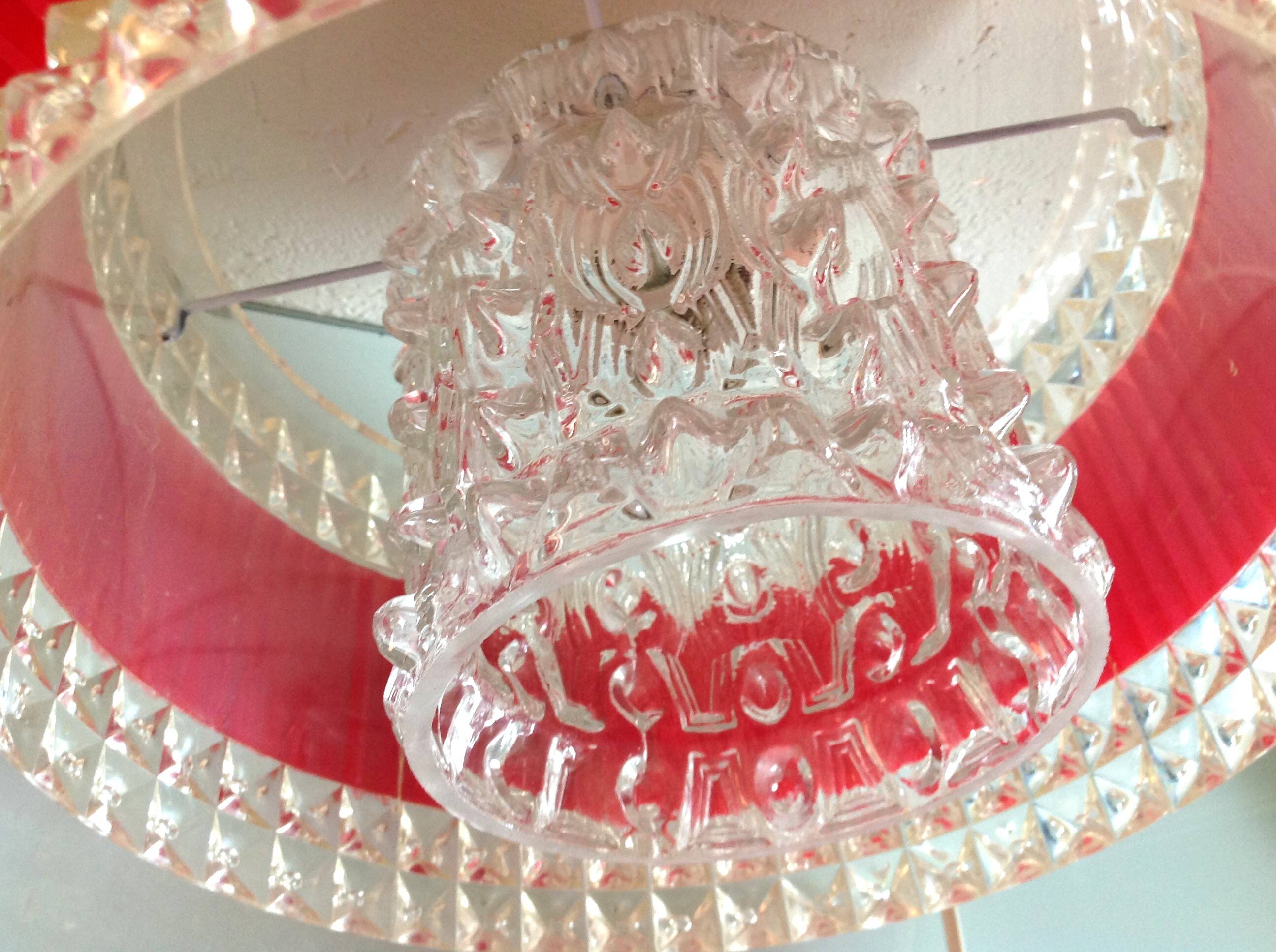 Suspension in glass and plexiglass with diamond points / vintage 60s-70s