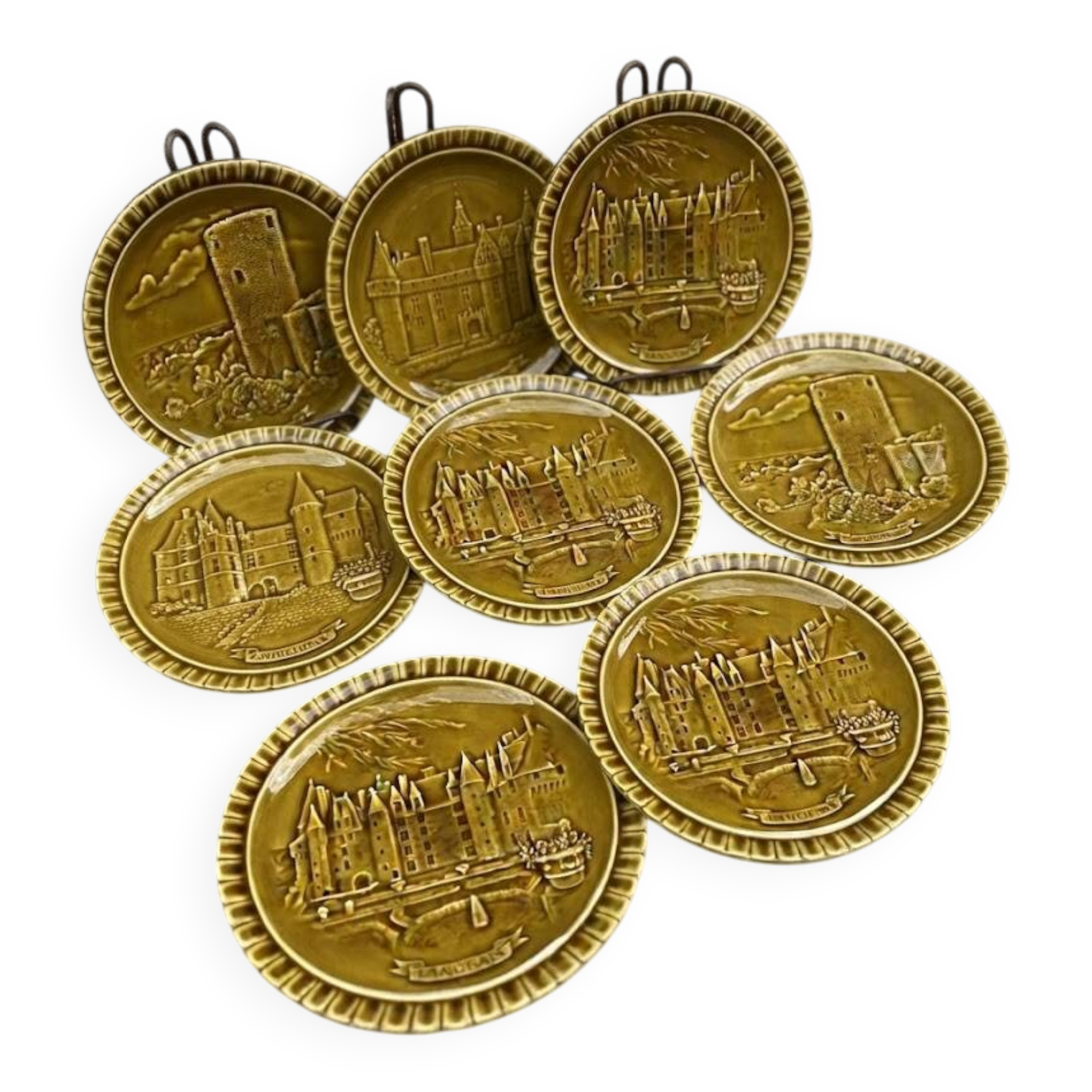 Gien France Plates Loire Castles - Set of 8