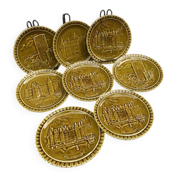 Gien France Plates Loire Castles - Set of 8