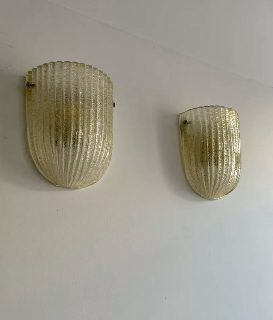 Pair of vintage murano wall lights, zonca italy 1970