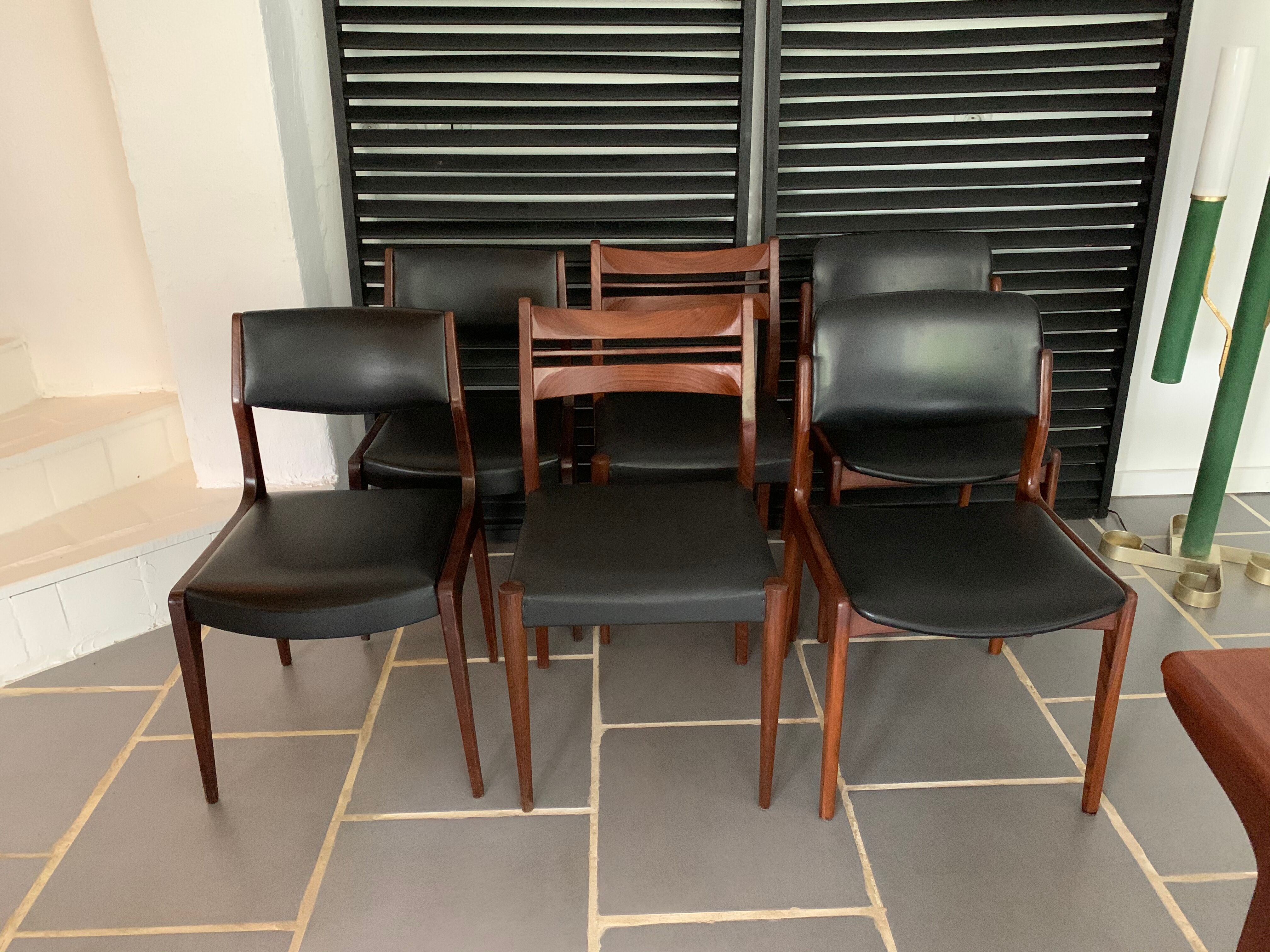 6 vintage mismatched Scandinavian teak chairs
