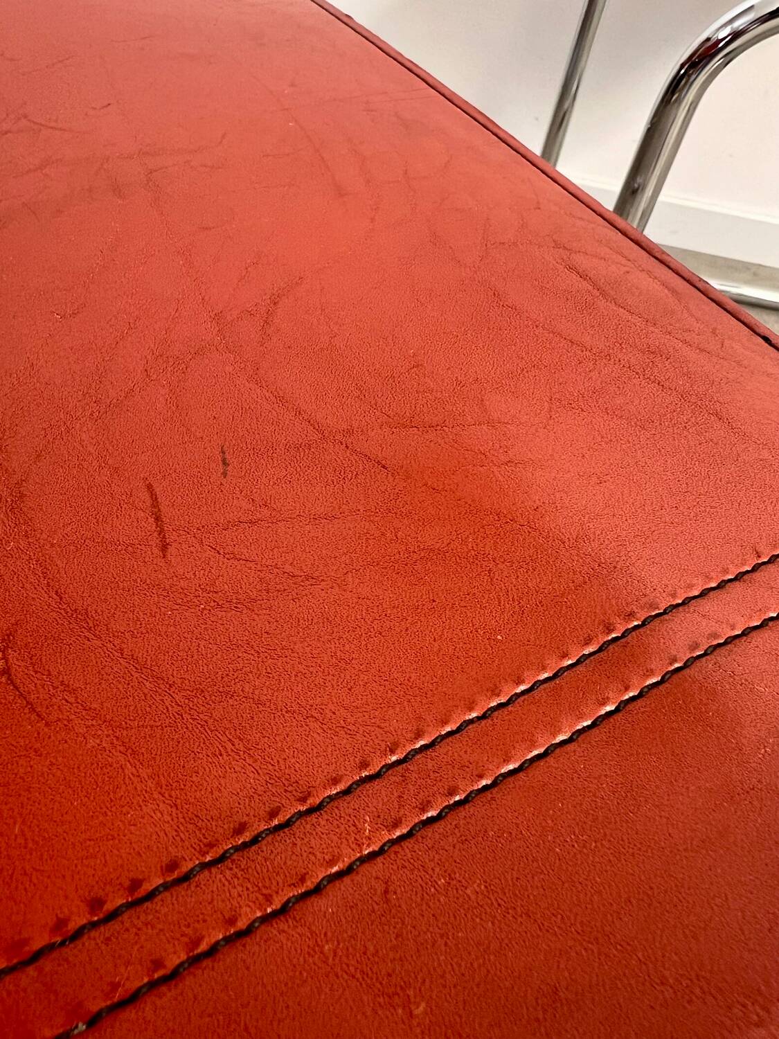 Lot 6 tubular chairs S33 design Mart Stam vintage cognac leather from the 70s