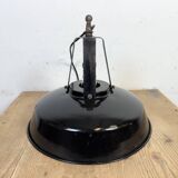 Industrial french black enamel pendant lamp from mazda, 1960s