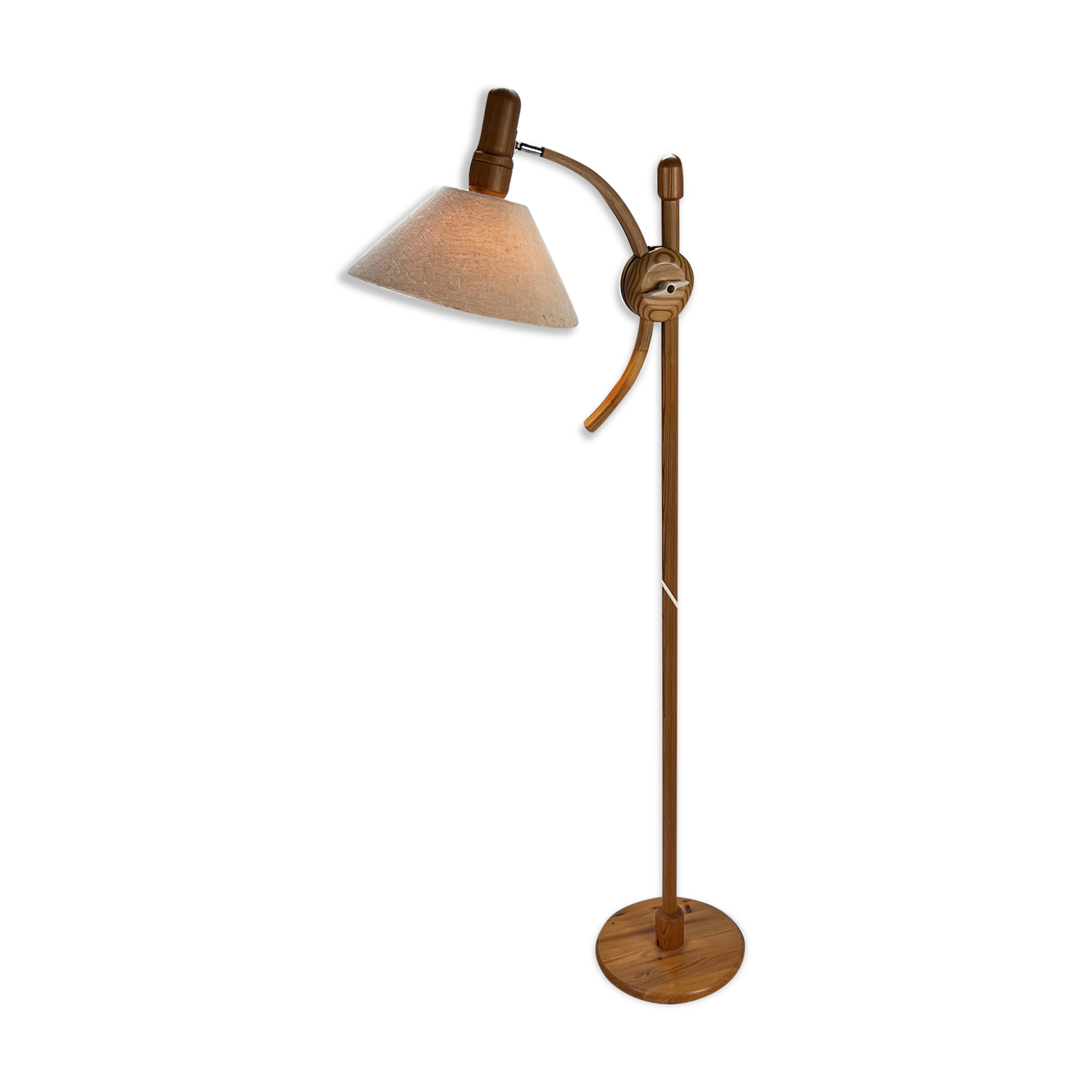 Adjustable pinewood floorlamp, 1970s