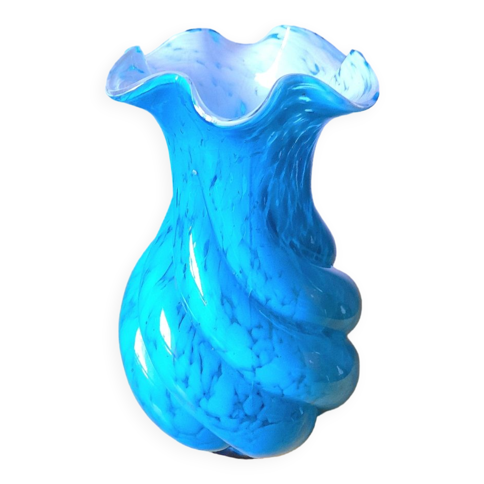 Vase bleu mouchetté Clichy années 30