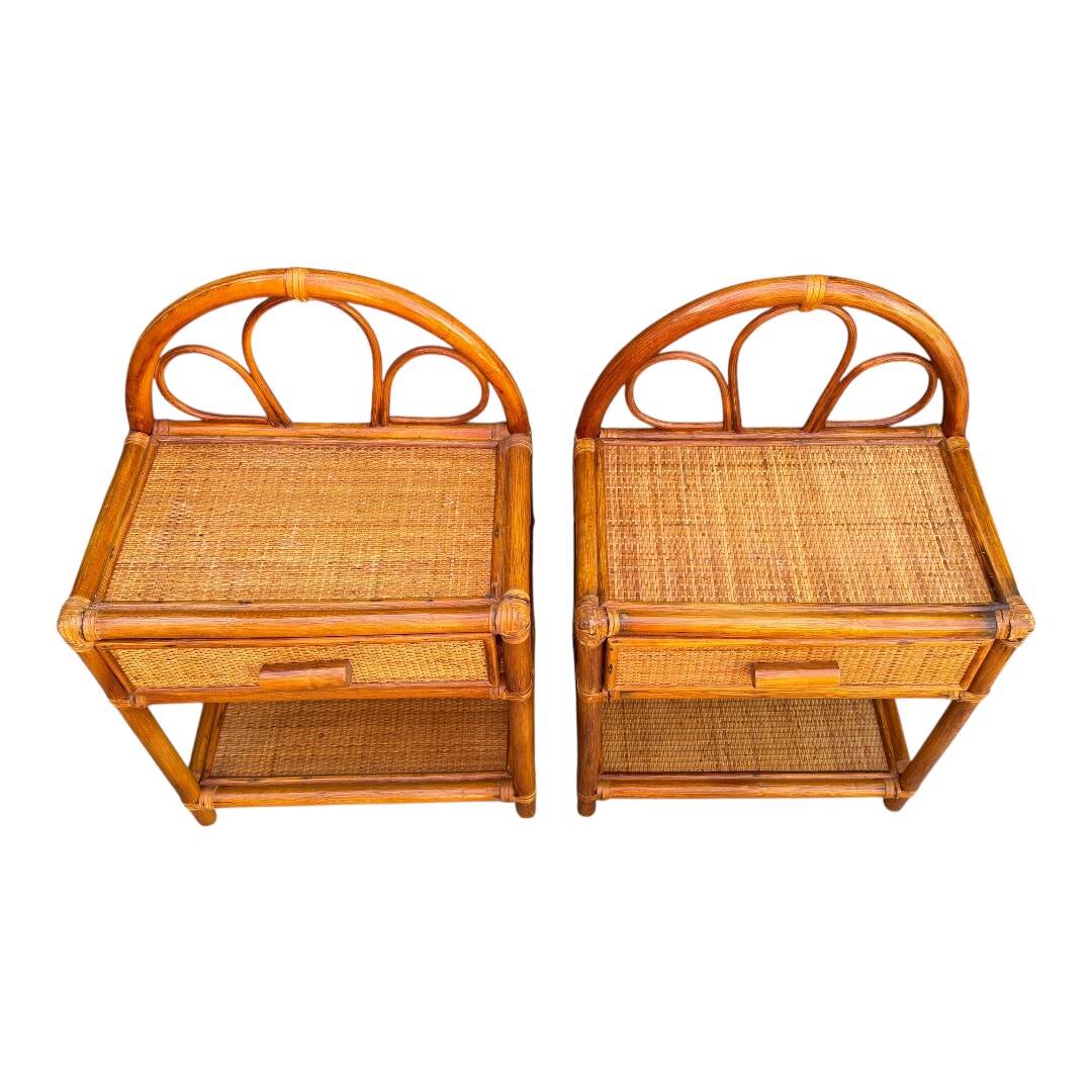 Paire de chevets en rotin 1960