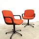 Visitor chair Charles Pollock for Comforto — orange wool, 1970s