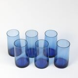 Set of 6 cobalt blue whisky glasses - glassware from Boussu