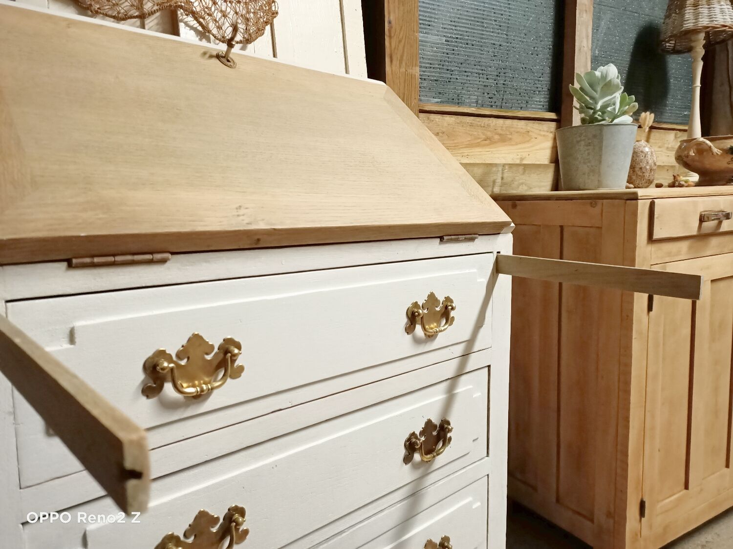 Wooden secretary chest of drawers
