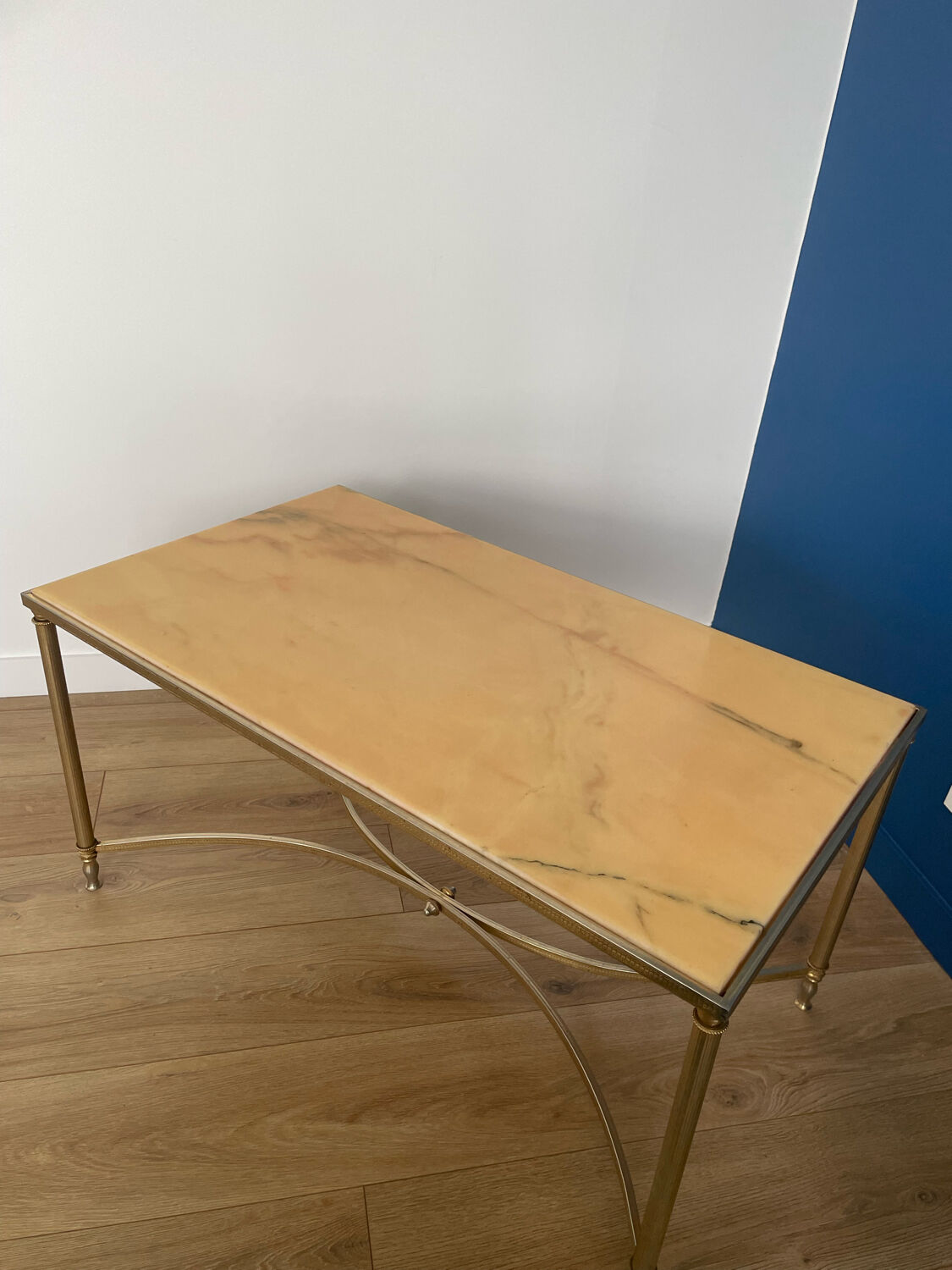 Marble and brass coffee table