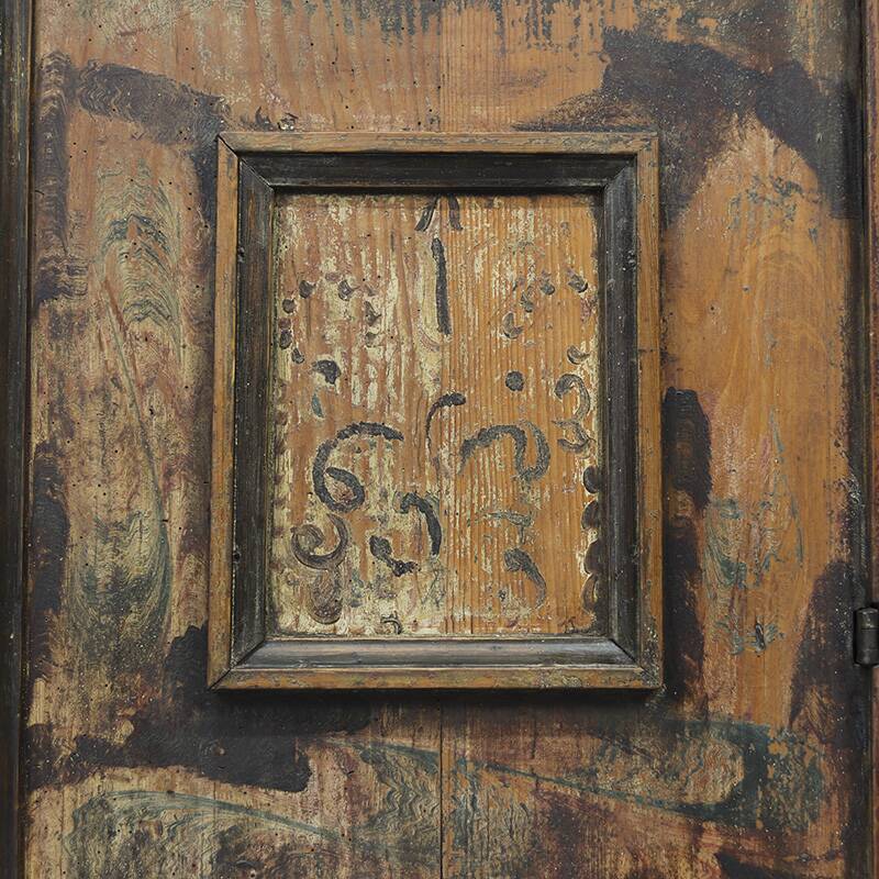 Armoire de mariée peinte d'art populaire