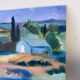 Mediterranean Provencal landscape / expressionist painting / oil painting on wood panel