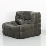 Ensemble de salon vintage en cuir olive foncé kashima par Michel Ducaroy pour Ligne Roset