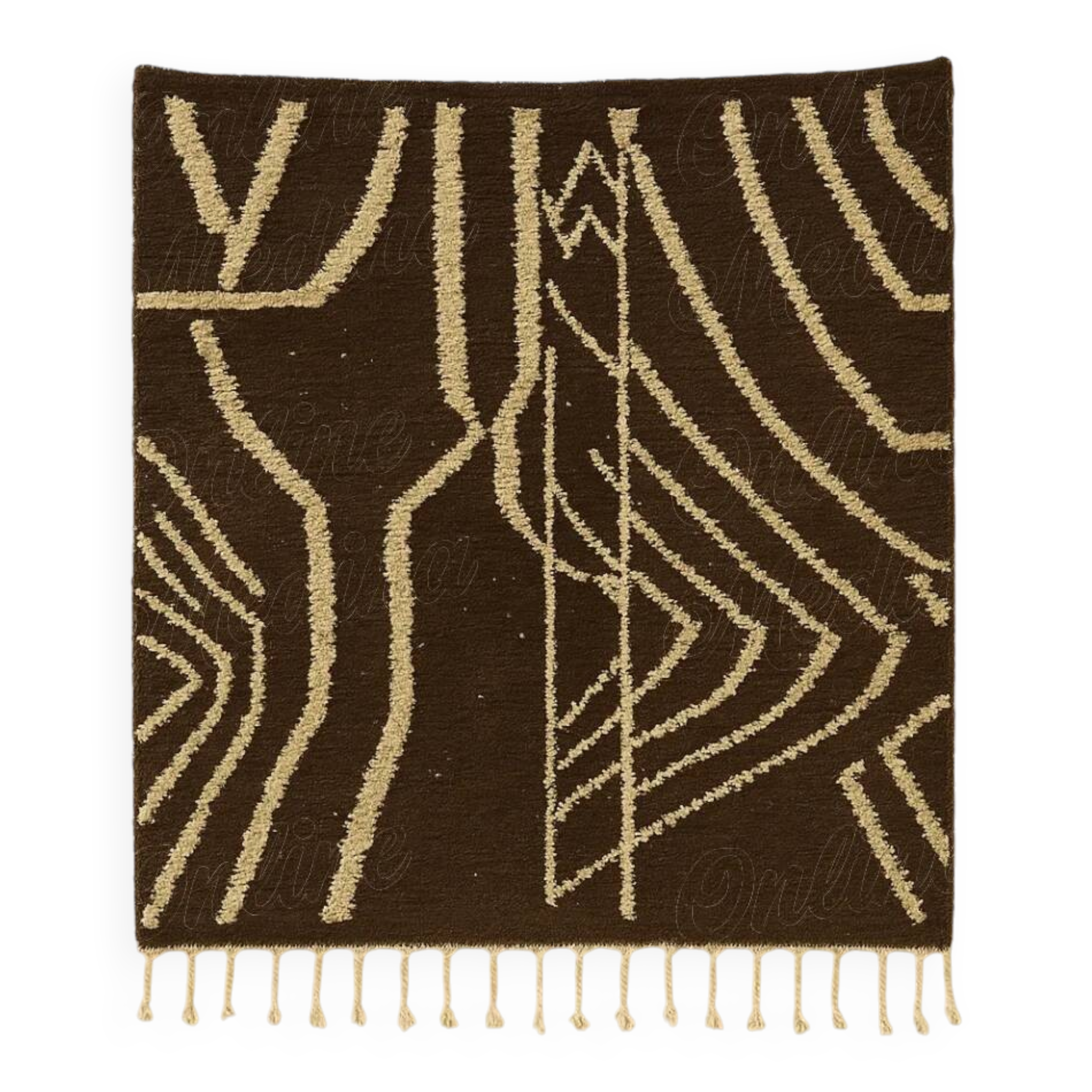 Brown Berber rug with abstract lines.