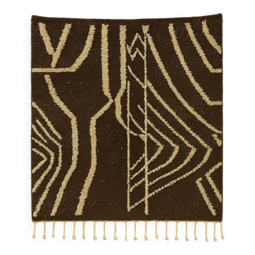 Tapis berbère brun laine lignes abstraites