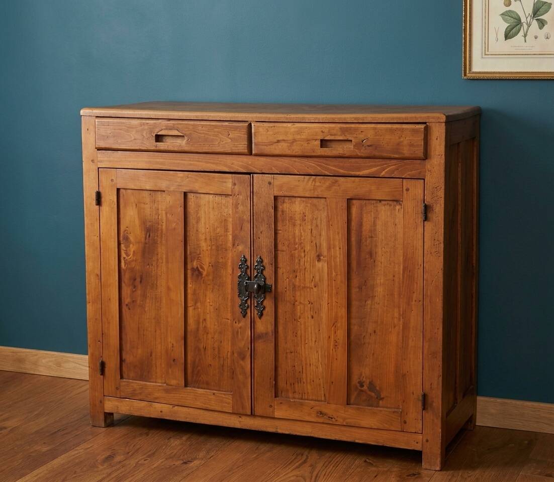 Buffet Parisien en Bois Massif-style Ren-Esprit Brutaliste & Wabi-Sabi