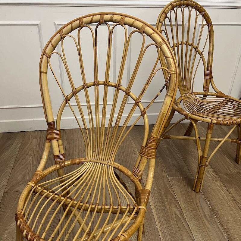 Pair of vintage rattan chairs