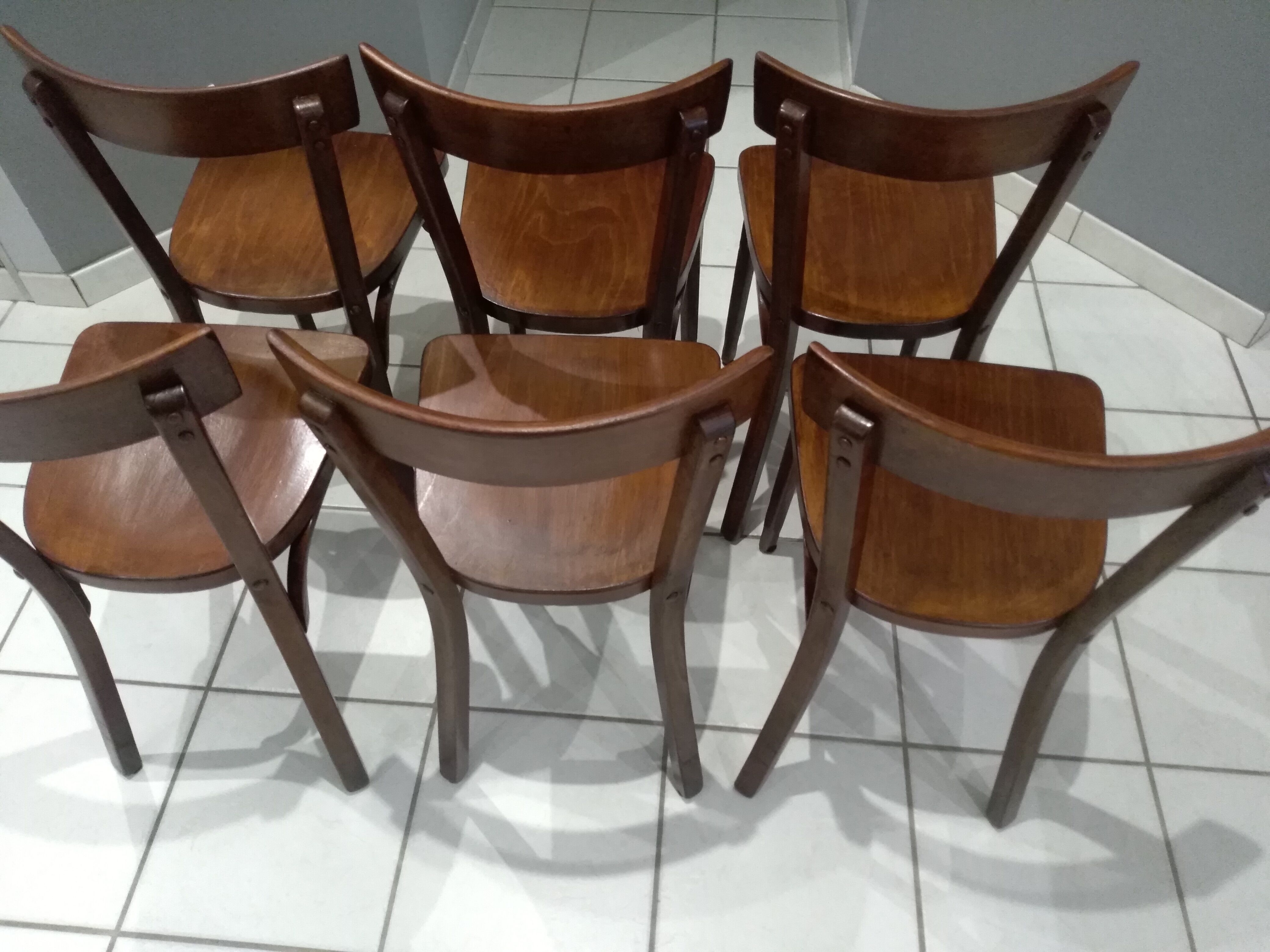 Suite de 6 chaises de bistrot Baumann vintage 1968