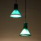 2 suspensions “Mini P&T" en verre vert Holmegaard Michael Bang, années 1970