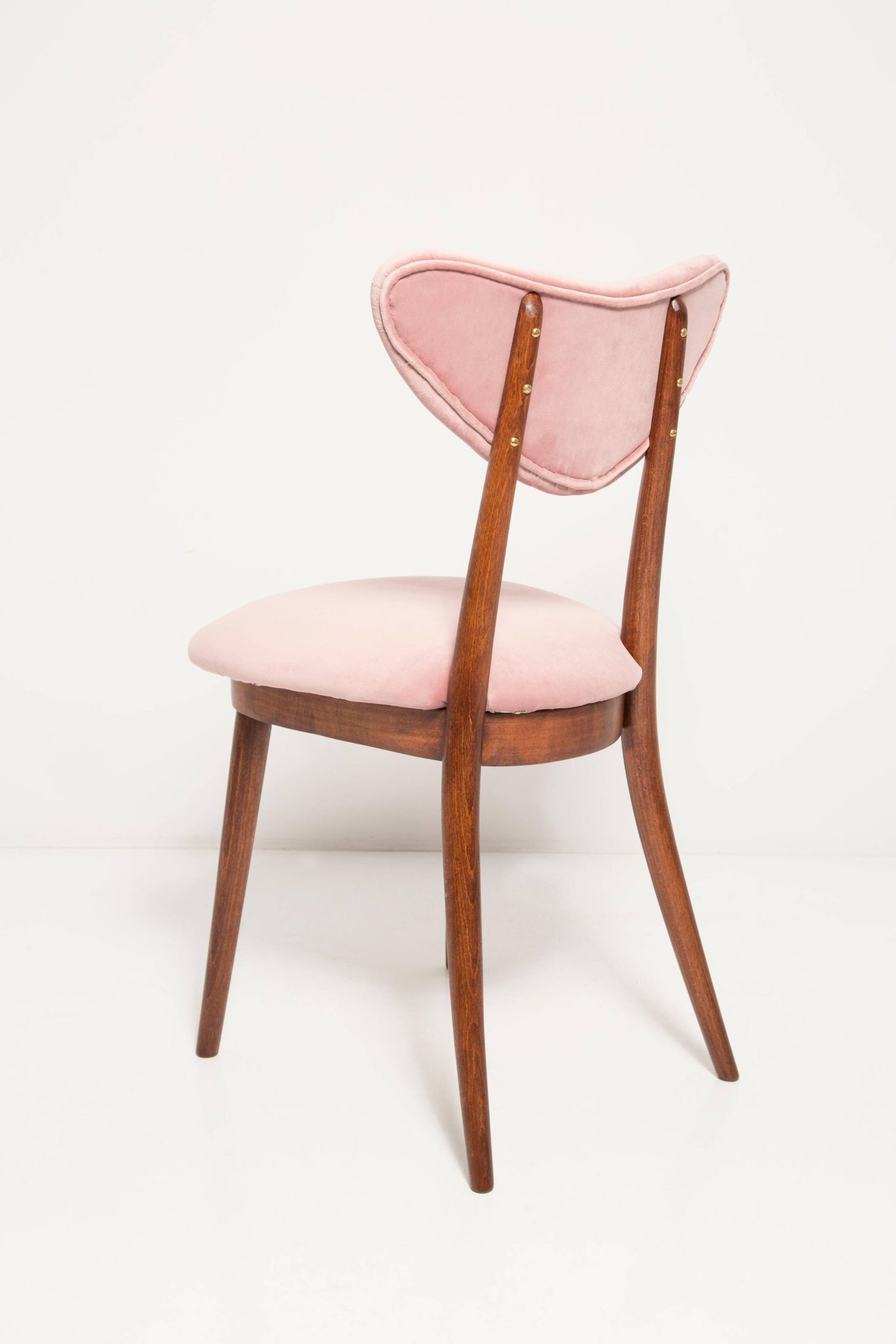 Mid-century light pink velvet heart-shaped chair, Europe, 1960s.