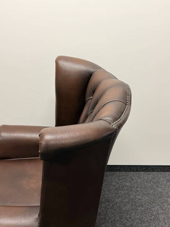 Brown Leather Chesterfield Wing Chair