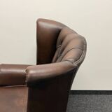 Brown Leather Chesterfield Wing Chair