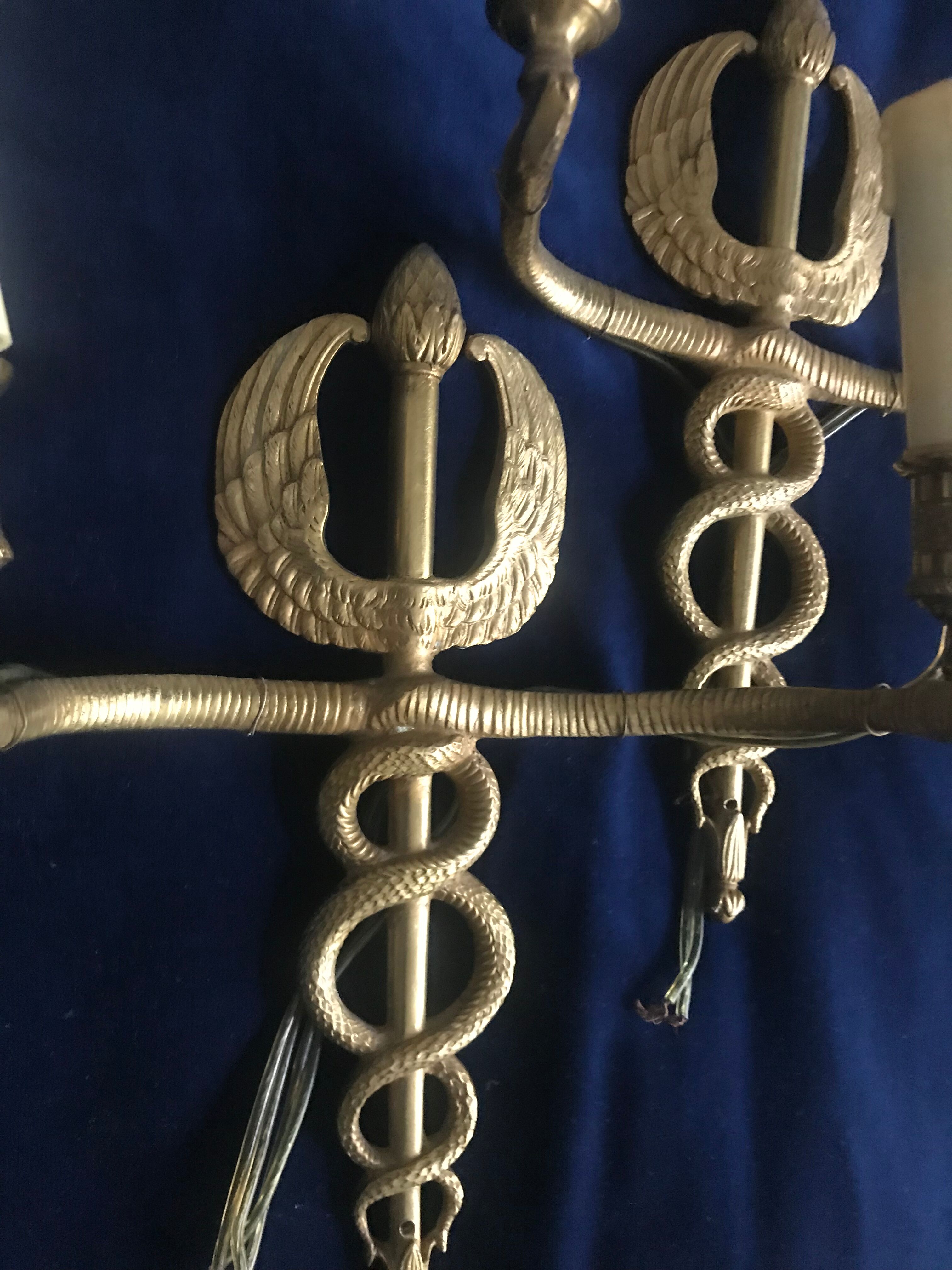 Paire d’appliques en bronze époque empire