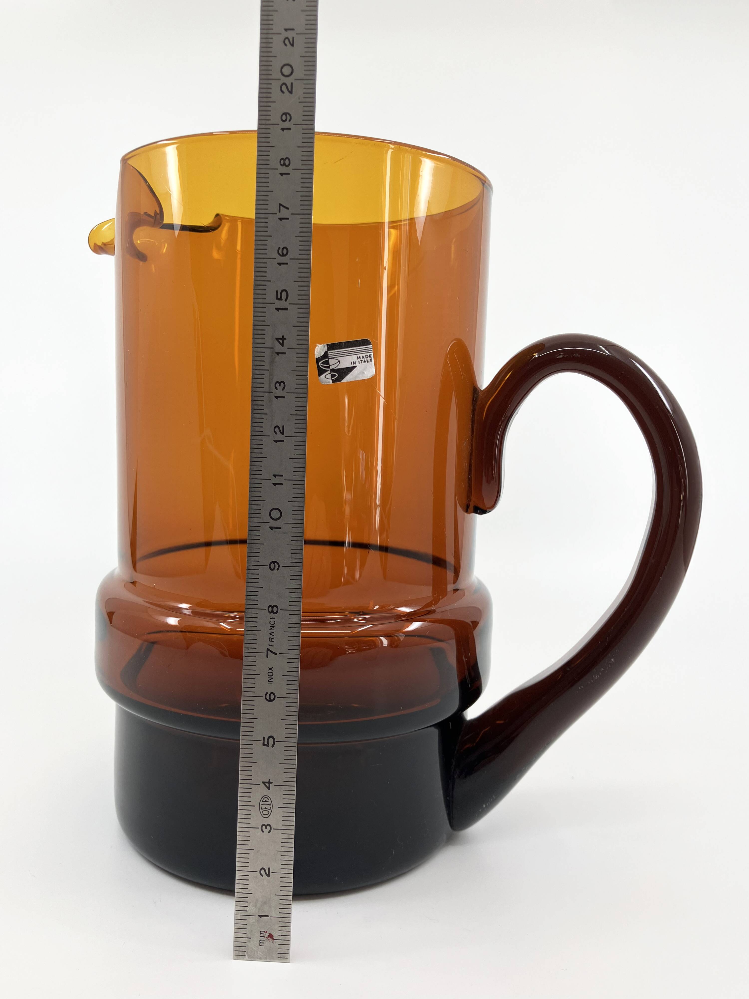 Set of 6 orangeade glasses / pitcher / ice bucket • Italy • 1970