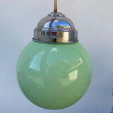 Suspension ball in art deco green glass 1930