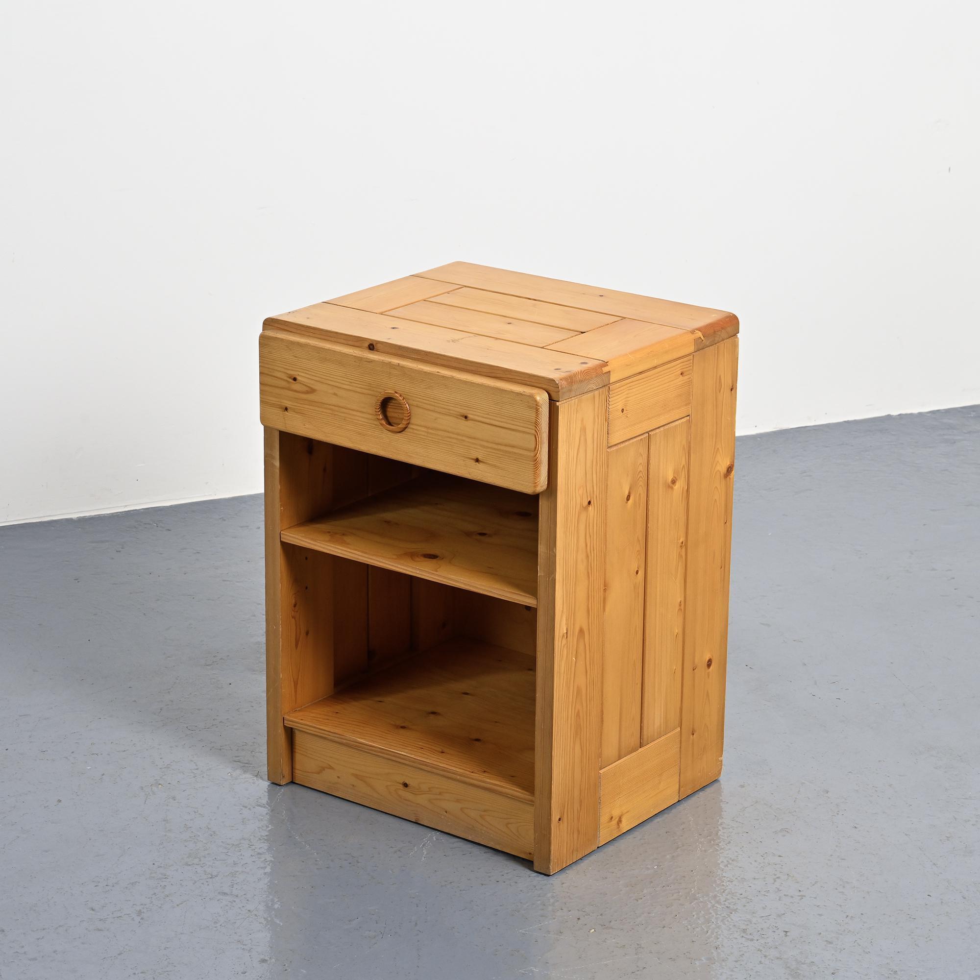 Nightstand made of solid pine, circa 1975.